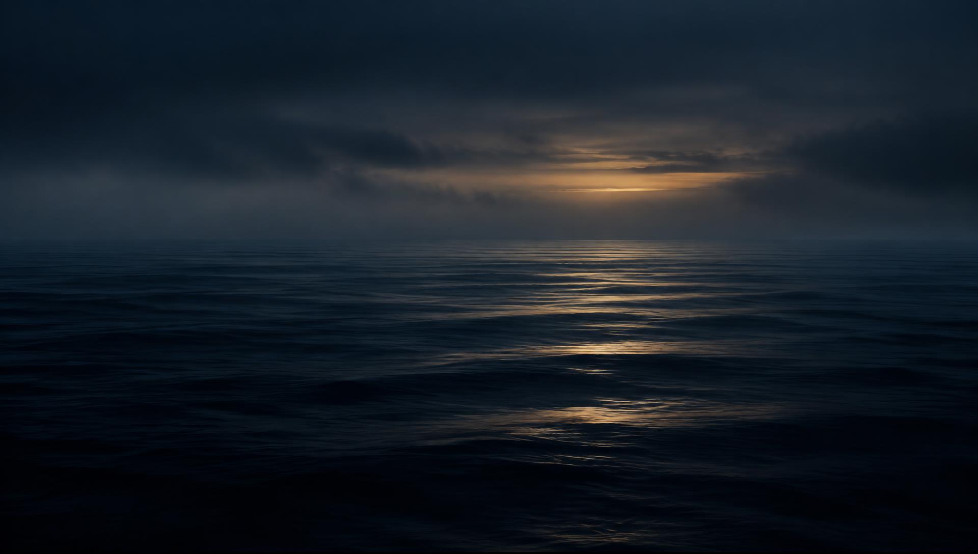 Calm open water at dusk